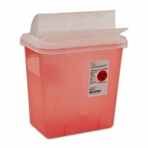 336-89671 Kendall Sharps Container Horizontl Lid Transprt Red 2 Gal
