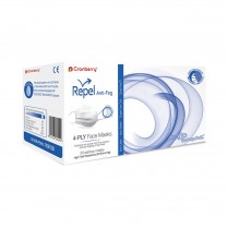 407-R2970SI Cranberry Repel 4-Ply Anti-Fog Earloop Mask L3 Silver (50)