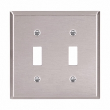 CWD-93072 2 Gang Toggle Wall Plate - Stainless Steel 302/304