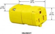HUB-HBL5963VY 2P3W Commercial Grade Female Plug 5-15R 15A 125V - Yellow
