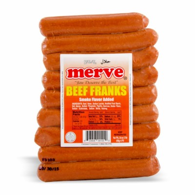 12-180-2 MERVE HALAL BEEF FRANKS 12/1 LB