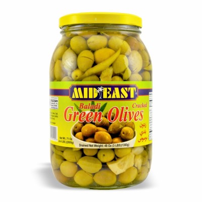 21-455-2 M.E. BALADI GREEN CRACKED OLIVE 6/48 OZ