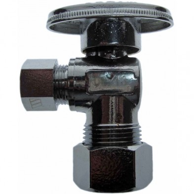 FD-506 1/2" Nom Comp x 3/8" OD CP Angle Premium Stop Valve
