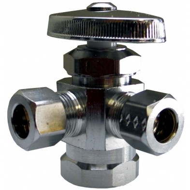 FD-518 1/2" IPS x 3/8" x 3/8" Dual Stop Valve