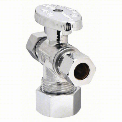 FD-554Q 5/8" Comp x 3/8" x 3/8"  Comp Quarter Turn Angle Stop Valve