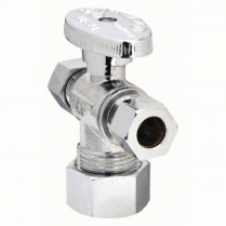 FD-555Q 5/8" Comp x 3/8" x 1/4"  Comp Quarter Turn Angle Stop Valve