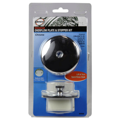 JD-112 CP Lift & Turn Bath Drain Overflow Plate & Stopper Kit
