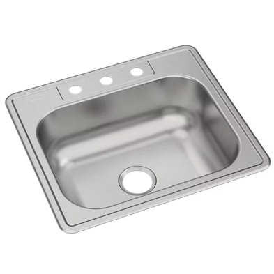 LB-D02 Dayton 25" x 22" SS 3-Hole Drop-In Kitchen Sink