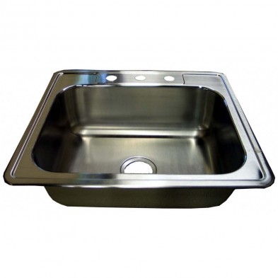 LB-R95 25" x 22" St Steel Kitchen Sink 8" 3-H