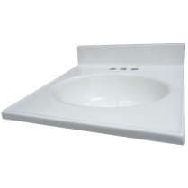 LC-M25 25" x 22" Cultured Marble Vanity Top, White
