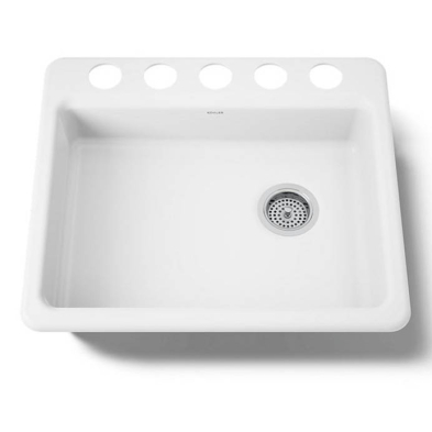 LK-902-25W Kohler Riverby 25" Undermount Single-Bowl Kitchen Sink White