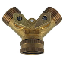 WA-125B Siamese 3/4" Hose Connection Brass w/Shutoff