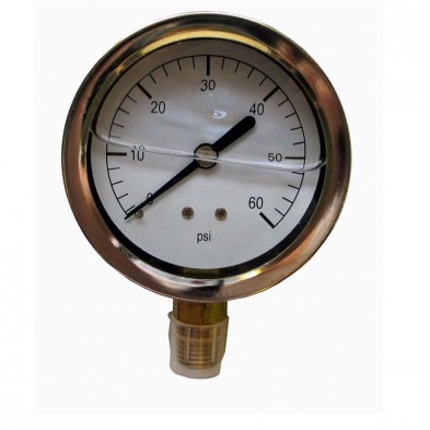 WG-072 2 1/2" Silicon LF 60 psi Pressure Gauge 1/4" NPT