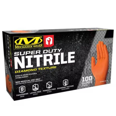 ZG-005 Box of 100 Super Duty Diamond Texture Orange Gloves Lg