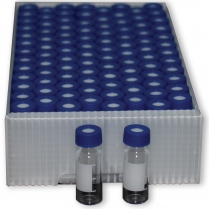 853959B-1232 2mL Clear Vial,w/MS 9mm Blue PTFE/Sil Cap Ass. on Vial \100