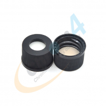 C06050BC-10 10mm Black Screw Cap, Easy Pierce Tan PTFE/White Silicone
