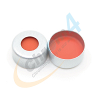 C142-11 11mm Aluminum Silver Crimp Cap,1mm Clear PTFE/Red Rubber