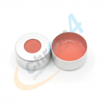 C149-11 11mm Aluminum Silver Crimp Cap, Clear TEF/Red Rubber (Butyl)