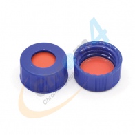 C394-09B 9mm Blue Screw Cap, Bonded, Clear PTFE/Red Rubber