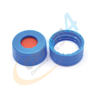 C394-09SB 9mm Blue Screw Cap, Tan PTFE/Red Silicone Rubber