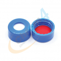 C395E-09SB 9mm Blue Screw Cap, Red PTFE/White Silicone