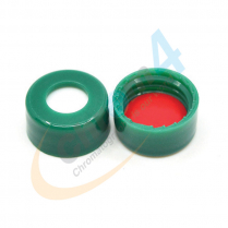C395E-09SG 9mm Green Screw Cap, Red PTFE/White Silicone