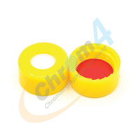 C395E-09SY 9mm Yellow Screw Cap, Red PTFE/White Silicone