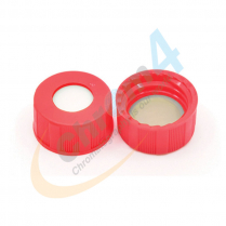 C395S-09R 9mm Red Screw Cap, Beige PTFE/Silicone, Bonded