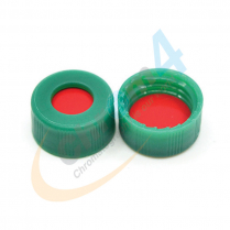 C396-09RIBG 9mm Green Screw Cap,Red PTFE/Wht Sili Rubber/Red PTFE Ribbed