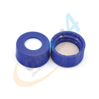 C397S-09B 9mm Blue Screw Cap, Beige PTFE/ White Silicone Bonded w/slit