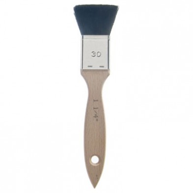 34112 VARNISH BRUSH, FLAT, BLACK COW HAIR, 1.25"