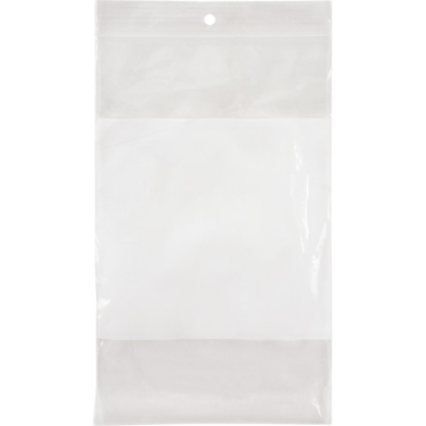 CTS-SCNPE665 PF933 POLY BAGS W/WHITE BLOCK, 5" X 8" 2MIL, 100/PK