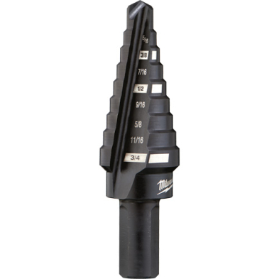 CUB-48899203 MILWAUKEE #3 Step Drill Bit, 1/4" - 3/4" by 1/16"