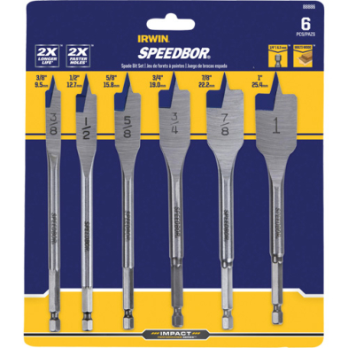 CUB-88886 IRWIN Tools 88886 Speedbor Blue Groove Spade Bit Set