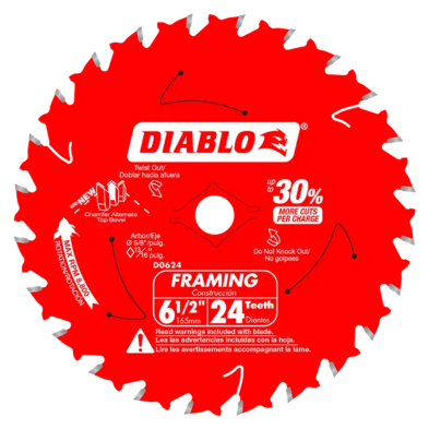 CUE-D0624A D0624A FRAMING SAW BLADE 6-1/2" 24 TOOTH