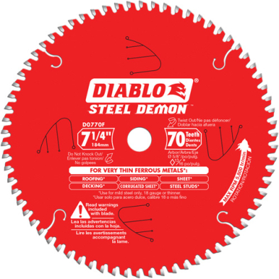 CUE-D0770F D0770F Circular Saw Blade, 7-1/4", 70 Teeth, Metal Use
