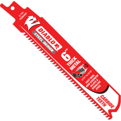 CUE-DS0608CF3C DIABLO DS0608CF3C CARBIDE RECIP BLADES 6" F/THICK METAL