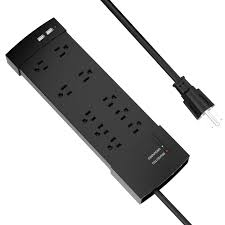 EL1-15227664 NOMA 152-2766-4 4500-Joule 10-Outlet/2-USB Black Power Bar w