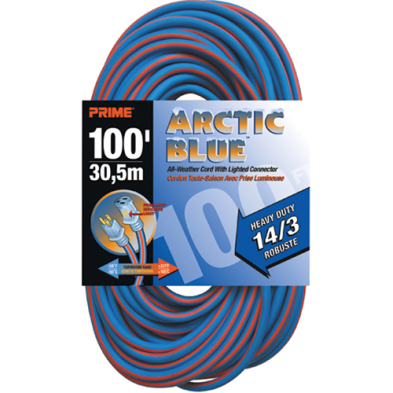 ELP-EXCORDLT630825 LT630825 PRIME ARCTIC BLUE EXT CORD 12/3 TRIPLE TAP 25'BL/OR
