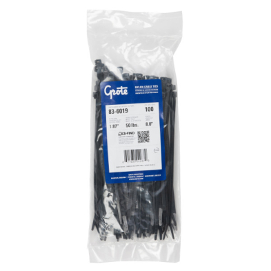 ELP-GROTE836021 GROTE 83-6021 11" CABLE TIE, BLACK, 100PK