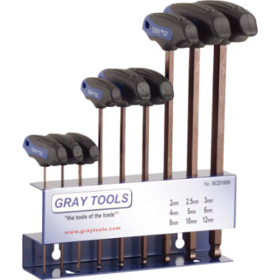 GRY-SCD1009 SCD1009 BALL HEX KEY T-HANDLE 9 PCS MET.