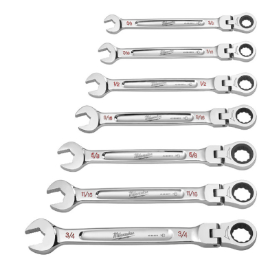 HTU-48229429 MILWAUKEE 48-22-9429 FLEX HEAD RATCHETING COMB WRENCH 7PC