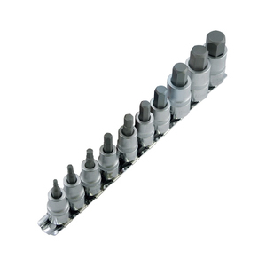 HTU-601803 10PC 3/8"-1/2" DR METRIC HEX BIT SOCKET SET 601803