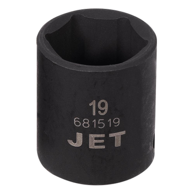 HTU-681519 JET 681519 3/8" IMPACT SOCKET METRIC REGULAR 6 POINT 19MM