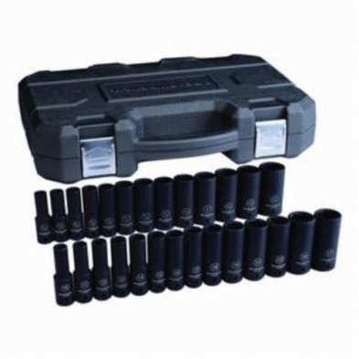 HTU-84949N GEARWRENCH 27 PCE IMPACT SOCKET SET,1/2"DR,SAE/METRIC,6PT