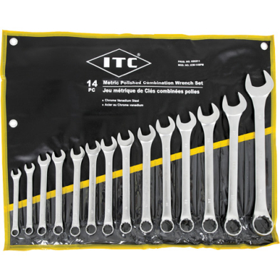HTZ-020211 020211 ITC 14 PC Full Polish Metric Combination Wrench Set