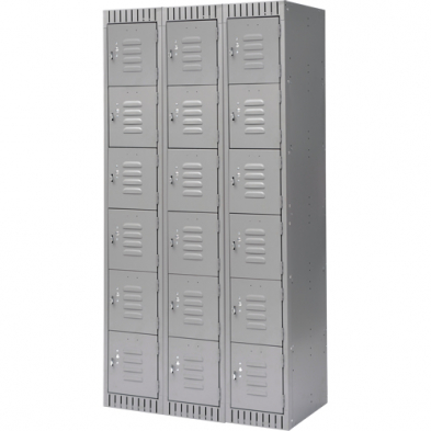 MHB-FL372 FL372 LOCKERS 6 TIER, BANK OF 3, 36" X 18" X 72", STEEL GREY