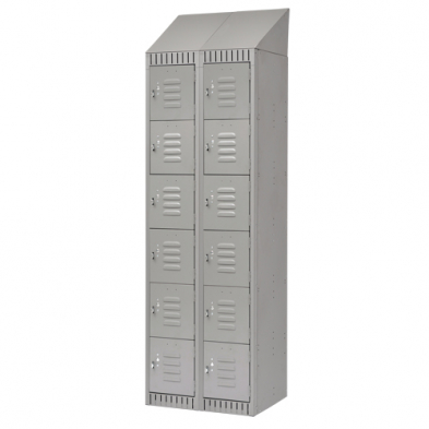 MHB-FL389 FL389 LOCKERS 6-TEIR BANK OF 2, 24" x 18" x 82" GREY