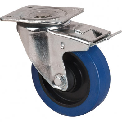 MHC-ML345 BLUE CASTER, SWIVEL W/BRAKE 5", RUBBER, 400 LB CAPACITY