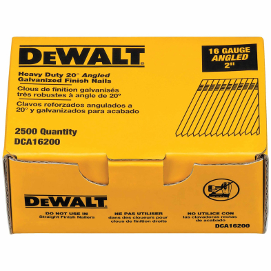 MPT-DCA16200 DEWALT DCA16200 16 GA 20DEG ANGLED NAILS, 2", 2500 PCS.